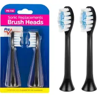 Promedix lot de 2 brosses de rechange pour PR-740 Brosse à dents sonique électrique 2 pièces 2x brosses de rechange, Noir