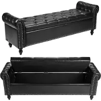 Vevor Banc Coffre en Cuir PU 166 cm