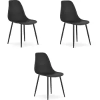 Leobert Chaise WAT noire / pieds noirs x 3
