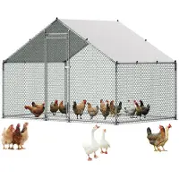 OEM Enclos Poulailler en Métal 3x8x2 m Parc Grillagé pour Poules