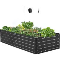 Vevor Potager Surélevé Métal 203,2x101,6x47 cm Carré Potager Surélevé en Galvalume Lit de Jardin Fond Ouvert Bac de Jardinage pour Culture de Légumes Fleurs Herbes Aromatiques Plantes Grasses