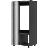 HOMCOM Armoire penderie mobile dressing avec rideau armoire de rangement 4 roulettes avec tringle de suspension et étagères, penderie vêtement roulant pour chambre à coucher, 60 x 40 x 128 cm, noir