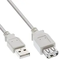 InLine 34602X Rallonge USB 2.0, prise/prise femelle, type A, beige/gris, 2m