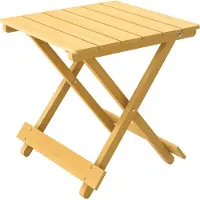 Outsunny Table basse pliante en bois massif, table d'appoint pliante, légère, dessus à lattes, pour balcon, jardin, terrasse, 40 x 43 x 40 cm, bois naturel