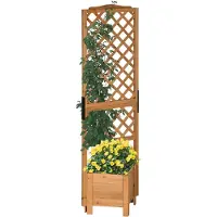 Outsunny Jardinière Avec Treillis - Dim 54,5l X 52l X 180h Cm - Sapin Pré-Huilé