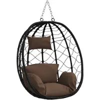 vidaXL Chaise suspendue en forme d'uf, marron café, 91,5 x 54,5 x 107 cm, rotin synthétique