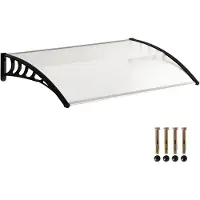 Outsunny Auvent Marquise De Porte Design Voûté Arrondi Dim. 122l X 89l X 24h Cm Polycarbonate Pp Noir