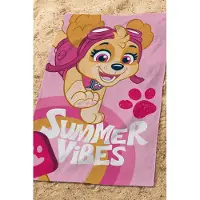 Paw Patrol Serviette De Bain Et De Plage Imprimée 100% Coton, Pat Patrouille Good Vibes Rose
