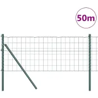 vidaXL Clôture avec poteaux Vert 0,4 x 50 m Acier et PVC