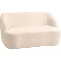 HOMCOM Canapé 2 places incurvé aucun assemblage requis tissu bouclette beige