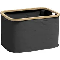 HOMCOM Panier à linge pliable 36L - corbeille à linge sale avec poignées - non tissé noir bambou