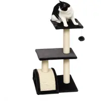PawHut Arbre à chat arbre à grimper griffoir pour chat hauteur 72 cm balle suspendue gris foncé