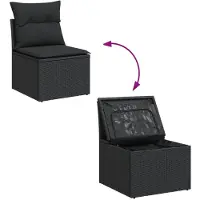vidaXL Ensemble de salon de jardin 7 pièces avec coussins noir poly rotin