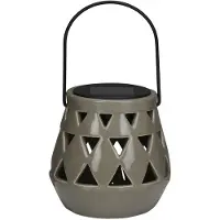 Arti Casa Lanterne Solaire Céramique Lampe Solaire Exterieur - Lampe De Table Avec Lumière Blanche Chaude - Autonomie Jusqu'à 8 Heures - Ip44 Étanche - 10 X 11 Cm - Gris