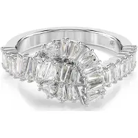 Swarovski Bague Matrix, Taille Baguette, Noeud, Blanche, Métal Rhodié