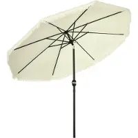 Outsunny Parasol de jardin Parasol droit inclinable rond ? 268 cm avec franges tissu polyester haute densit anti-UV m?t dmontable 8 baleines, crme