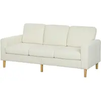 HOMCOM Canapé 3 places coussins à ressorts tissu velours côtelé beige