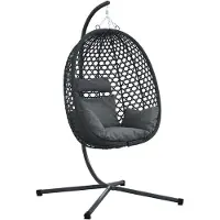vidaXL Fauteuil suspendu en forme d'œuf, en polyrotin, dimensions : 104 x 100 x 191 cm