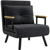 HOMCOM Fauteuil convertible 1 place chauffeuse 4 en 1 canapé convertible fauteuil lit avec dossier réglable en 5 positions, coussin inclus, canapé-lit 1 place pour invités, salon, charge 120 kg, noir