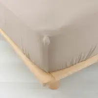 Douceur d'intérieur Drap Housse Double Gaze De Coton Sable 140x190cm