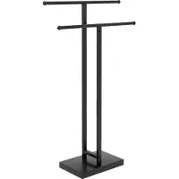 HOMCOM Porte-serviettes sur pied 2 niveaux dim. 50L x 18l x 85H cm métal noir