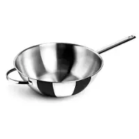 Lacor Wok Belly Fond Plat Acier Inox 18/10 Ø 30cm 4.50 Litres Convient Pour L¿Induction