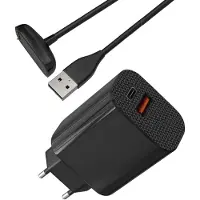 Phonillico Chargeur Secteur 12W + Cable Compatible avec Fitbit CHARGE 6/CHARGE 5/LUXE - Charge Montre