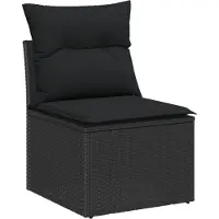 vidaXL Ensemble de canapé de jardin avec coussins 11 pcs noir poly rotin