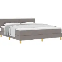 vidaXL Lit boxspring avec coussins et tête de lit, couleur taupe, 180 x 200 cm, tissu