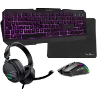 CoolBox Pack gaming DeepX-Wing 2, Câble, USB, Interrupteur à membrane, QWERTY, LED, Noir