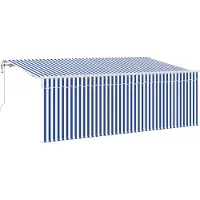 vidaXL Store rétractable rayé bleu 350 x 200 cm Tissu
