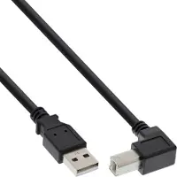 InLine 34535U Câble USB 2.0, A à B plié en bas, noir, 3m