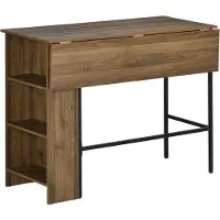 HOMCOM Table de bar extensible design industriel métal noir aspect bois noyer