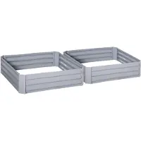 Outsunny Lot de 2 carré potager de jardin dim. 100L x 100l x 30H cm - tôle d'acier ondulée gris