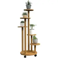 Outsunny Étagère à plantes support à plantes 5 niveaux bambou