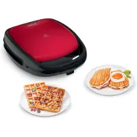 Tefal Snack Time Colormania, appareil à gaufres et sandwichs, 2 jeux de plaques inclus