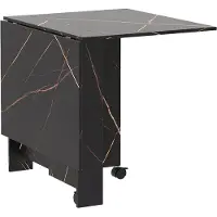 HOMCOM Table pliante cuisine 6 personnes 2 abattants 2 roues avec freins effet noir marbré