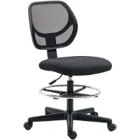 Vinsetto Chaise de bureau assise haute fauteuil de bureau en maille assise ergonomique hauteur réglable 50-70 cm avec repose-pied pivotant 360° noir