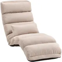 HOMCOM Fauteuil convertible 1 place dossier réglable tissu aspect lin beige