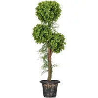 HOMCOM Buis artificiel topiaire artificielle 3 boules H. 115 cm pot style antique inclus
