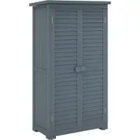 Outsunny Abri de jardin abri à outils sur pied en bois 2 étagères portes à volets toit en bitume incliné 87 x 47 x 160 cm gris