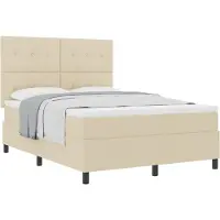 vidaXL Lit boxspring avec matelas Crème 140 x 200 cm Tissu