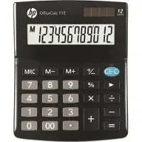 HP Calculatrice de bureau OfficeCalc 112 noire (Fonctionnement sur piles, Panneau solaire)