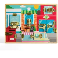 Bigjigs Tableau de moteur en bois, loquets et serrures