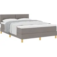 vidaXL Lit boxspring avec coussins et tête de lit, couleur taupe, 160 x 200 cm, tissu