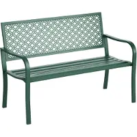 Outsunny Banc De Jardin 2 Places Style Graphique Romantique 127 X 63 X 83 Cm Acier Thermolaqué Anticorrosion Vert