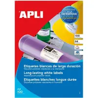 APLI - Polyester - mat - adhésif permanent - blanc - A4 (210 x 297 mm) 100 étiquette(s) (100 feuille(s) x 1 étiquettes