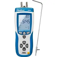 Peaktech P 5145 - Manomètre différentiel 0-50 mBar avec vitesse d'air, tube de Pitot, enregistreur de données USB & fonction mémoire - Idéal pour HVAC, ventilation