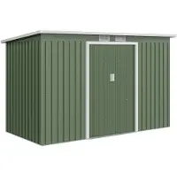Outsunny Abri de Jardin 3,6 m² Remise à Outils avec kit de fondation en Acier galvanisé avec Portes coulissantes, dim. 280L x 130l x 172H cm, Vert clair