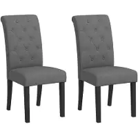 HOMCOM Lot de 2 chaises de salle à manger grand confort pieds en bois lin 47 x 61 x 101 cm anthracite